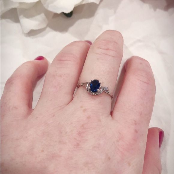 14kt White Gold & .75ctw Lab Created Sapphire Ring - Picture 7 of 7